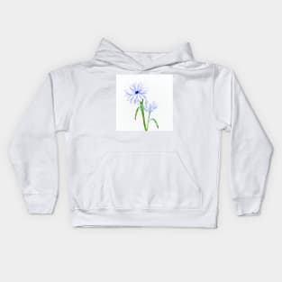 Blue Watercolor Flowers Kids Hoodie